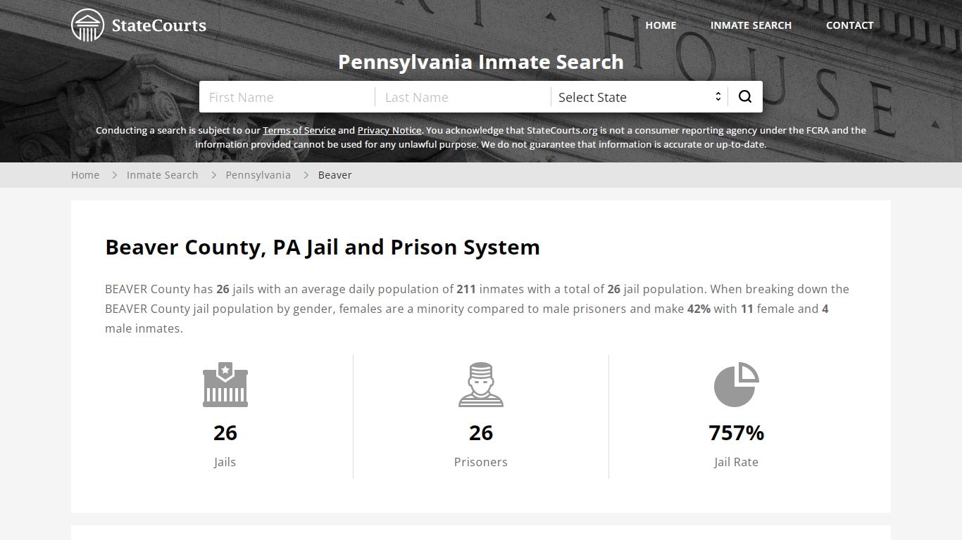 Beaver County, PA Inmate Search - StateCourts