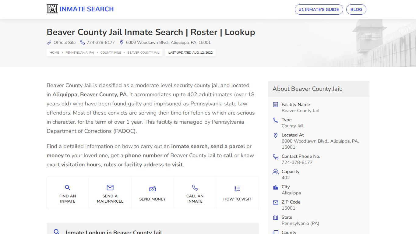 Beaver County Jail Inmate Search | Roster | Lookup